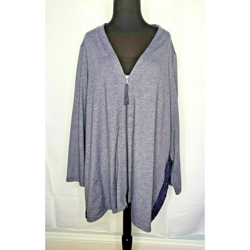 LOGO Lounge  Zip Front Lace Back Cardigan